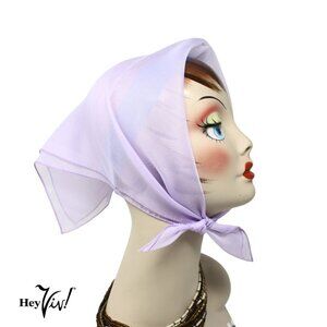 Lilac Sheer Chiffon Scarf 50s Style for Head Neck  21" Square - Hey Viv